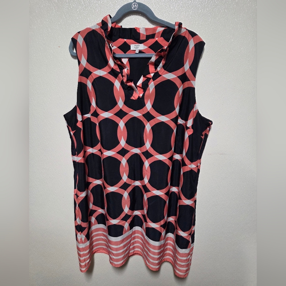 Crown & Ivy Navy and Pink Geometric Dress
